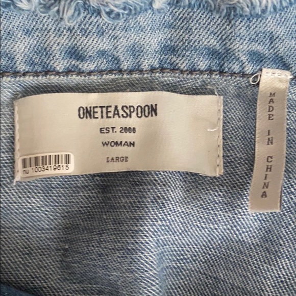 One Teaspoon Button Down Distressed Chambray  Top - Picture 8 of 16